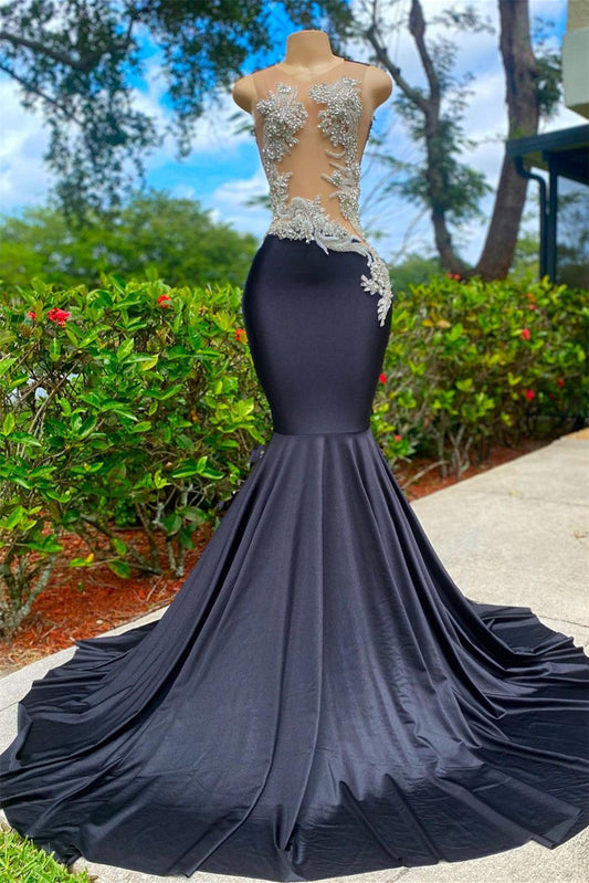 Classic Black Mermaid Prom Dress Sleeveless With Beads Online