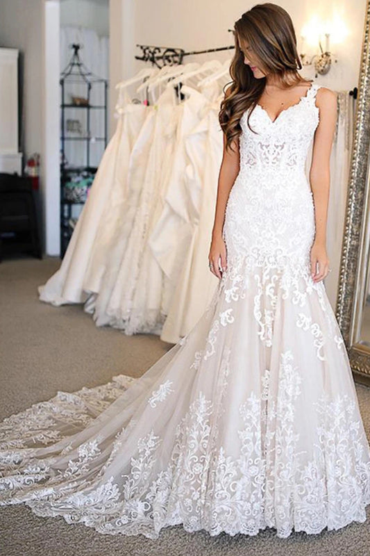 Elegant Sweetheart Mermaid Wedding Gowns with Appliques