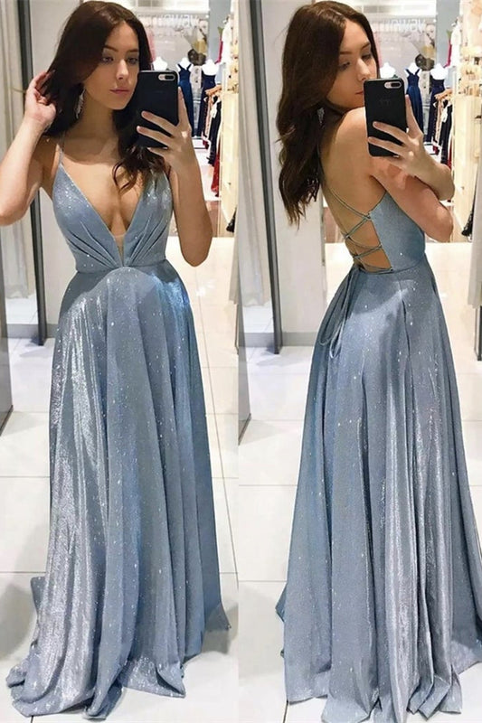 Fabulous Shinning Spaghetti-Straps Sleeveless Prom Dress String Back