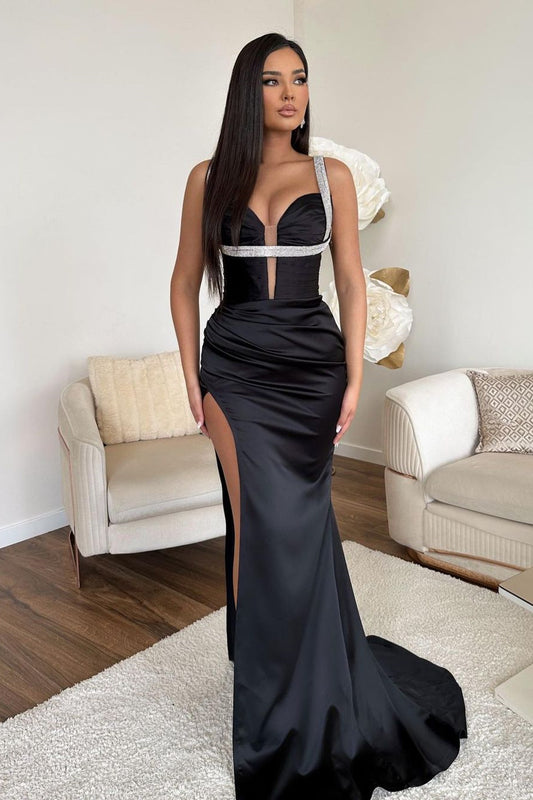 Popular Sweetheart Sleeveless Mermaid Prom Dresses Straps With Split Beadings Online