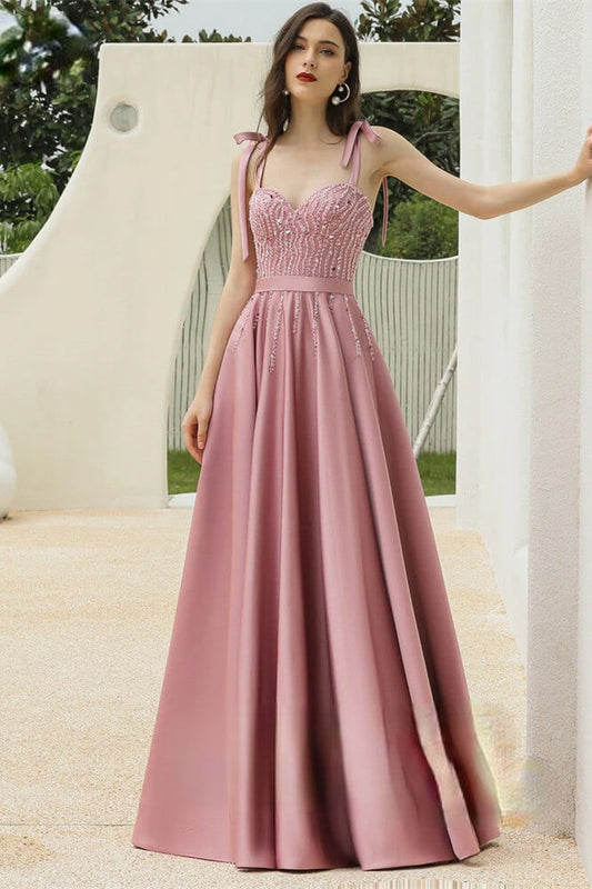 Gorgeous Dusty Pink Sweetheart Prom Dresses Sleeveless ong With Beadings