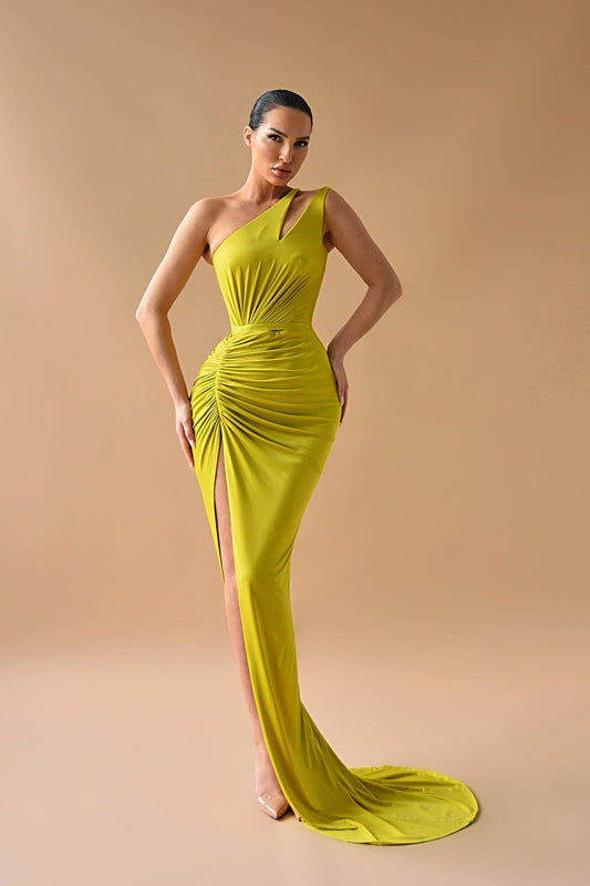 New Arrival One Shoulder Prom Dress Mermaid Long Slit Sleeveless