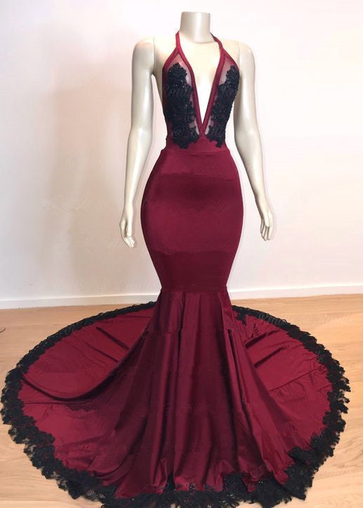 Gorgeous Halter Sleeveless Mermaid Prom Dress Long With Appliques
