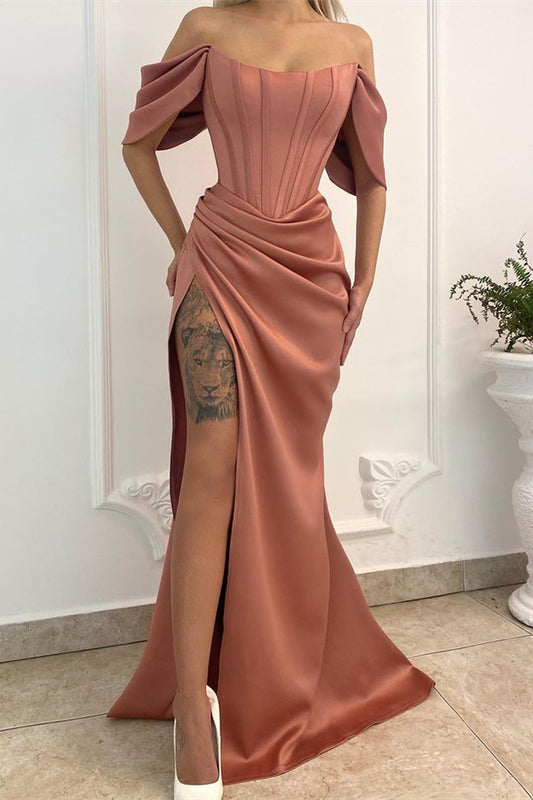 Glorious Off-the-Shoulder Long Prom Dress Mermaid With Slit