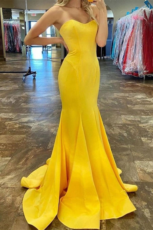 Amazing Yellow Sweetheart Mermaid Long Prom Dress
