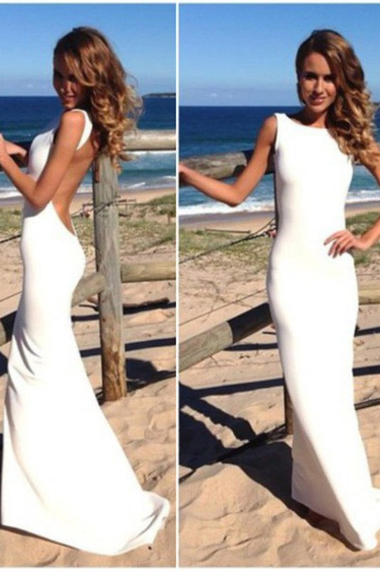 Chic Open Back Mermaid Prom Dress Long Online