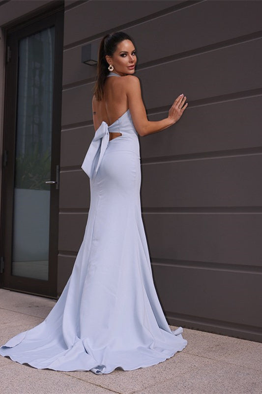 Chic Halter Backless Mermaid Prom Dress Long