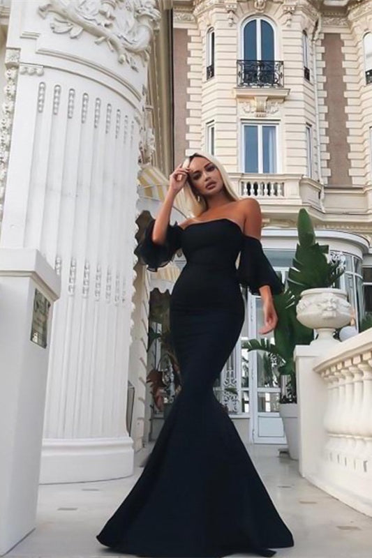 Chic Starpless Mermaid Black Long Prom Dress