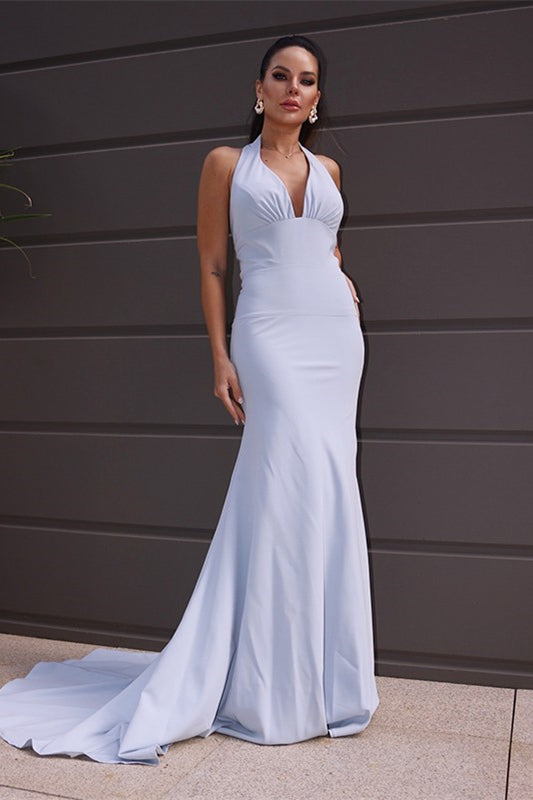 Chic Halter Backless Mermaid Prom Dress Long