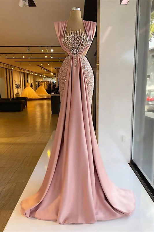 Beautiful Dusty Pink Mermaid Prom Dresses Long With Sequins Beads