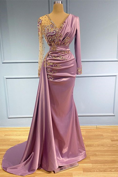 Elegant Long Sleeves Mermaid Prom Dress With Beadings Online