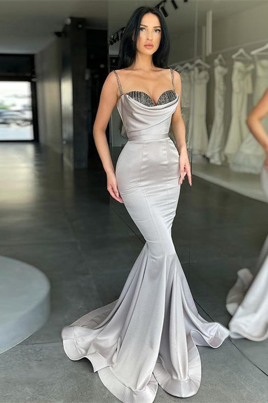 Classy Spaghetti-Straps Mermaid Evening Prom Dress Sleeveless With Sequins
