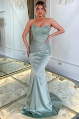 RjerStore Mermaid Sleeveless Dtrapless Sheath Rhinestone Prom Dresses
