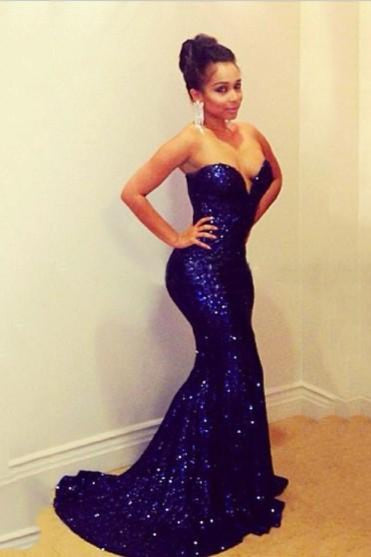 Gorgeous Sweetheart Sequins Mermaid Long Prom Dress