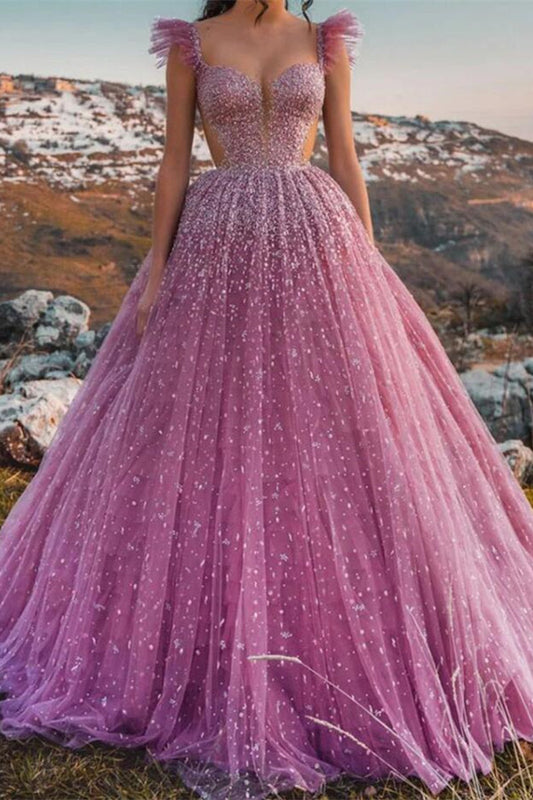 Gorgeous Sweetheart Sleeveless Ball Gown Prom Dress With Beads