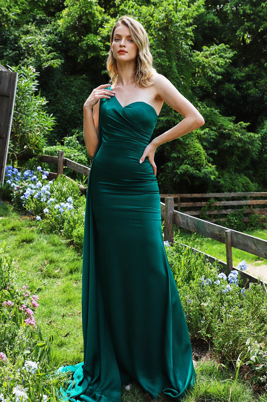 Chic One Shoulder Prom Dress Mermaid Long With Ruffle V-Neck