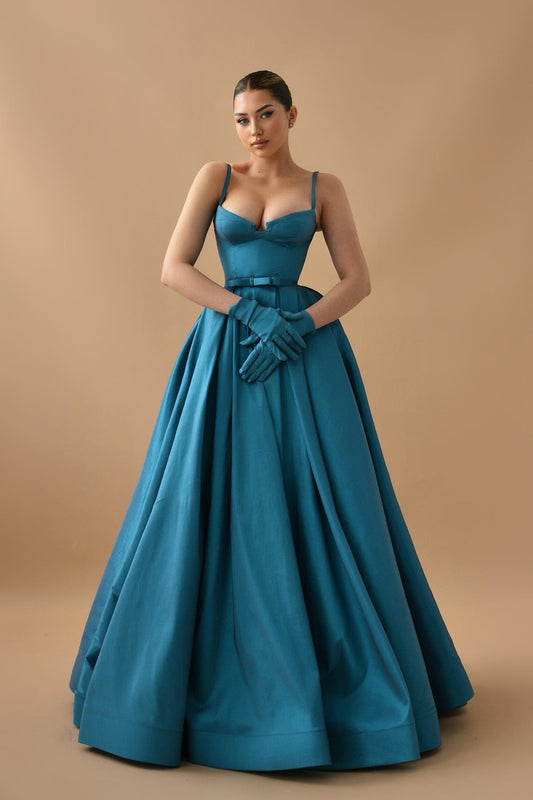 Gorgeous Ink Blue Spaghetti-Straps Sleeveless A-Line Prom Dress On Sale