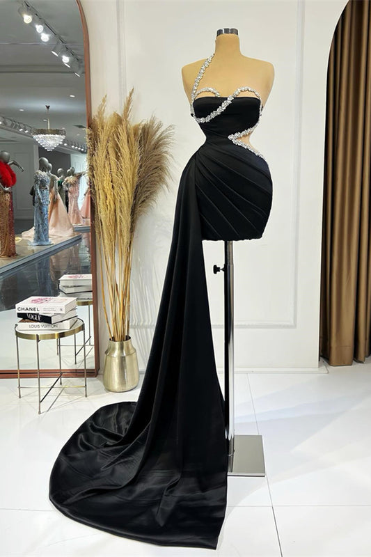 Gorgeous Black Sleeveless Short Prom Dress With Beadings Ruffles On Sale