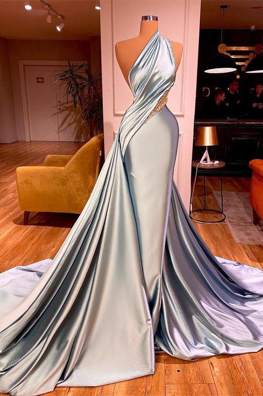 Long Beadings Mermaid Prom Dress One Shoulder With Ruffles