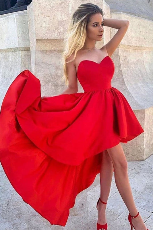 Gorgeous Red Sweetheart Hi-Lo Short Prom Dress
