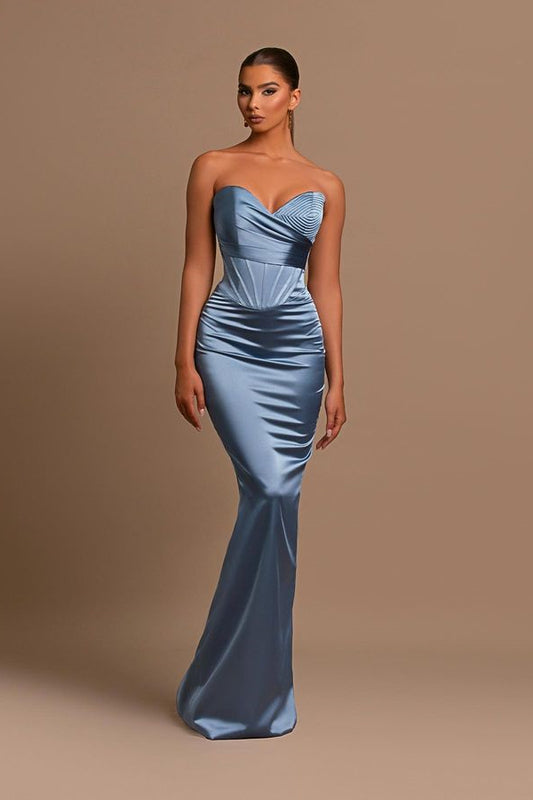 Modest Dusty Blue Sweetheart Long Prom Dress Mermaid Long Online