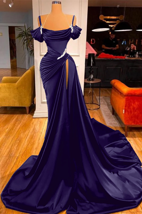 Dark Green Off-the-Shoulder Prom Dress Long Slit
