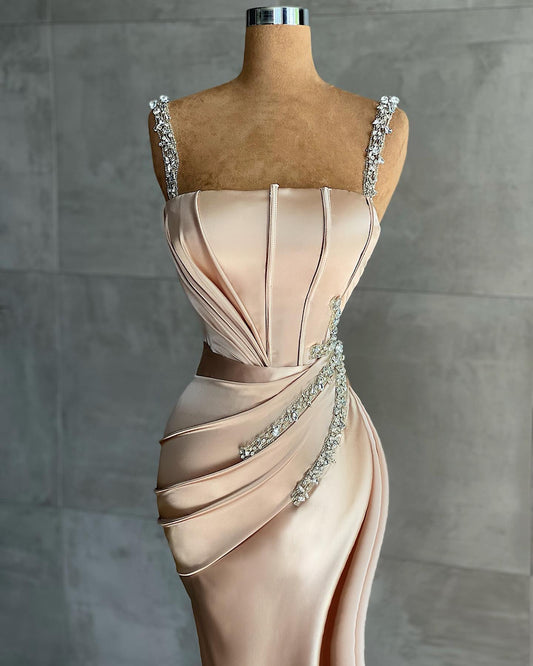 Gorgeous Starps Mermaid Appliques Bead Prom Dress Long