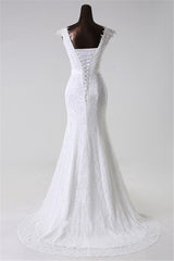 Elegant Mermaid Wedding Gown with Long Lace and Jewel Appliques
