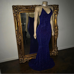 Classic Spaghetti-Straps Sequins Prom Dress Mermaid Sleeveless