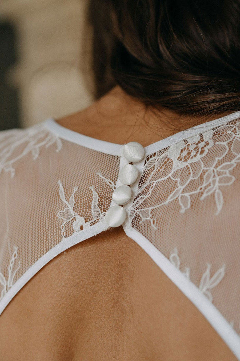Boho Long Wedding Dress in Chiffon with Lace