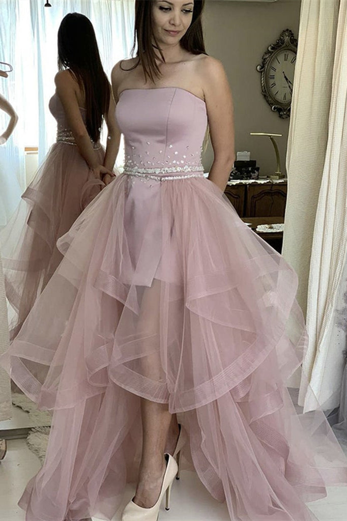 Strapless Detachable Tulle Skirt Long Prom Dress