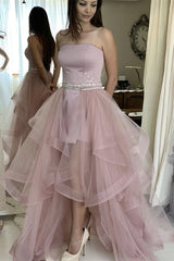 Strapless Detachable Tulle Skirt Long Prom Dress