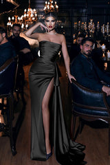 Royal Blue Mermaid Prom Dress Straps Long with Slit