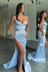 Sky Elegant Sweetheart Sequins Prom Dress Long With Slit