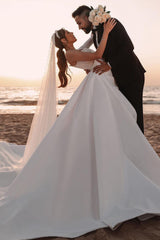 Elegant One Shoulder A-line Wedding Gown with Sequins and Long Sleeves