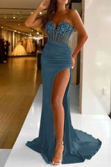 Glorious Mermaid Sequins Prom Dress with Split Sleeveless Online
