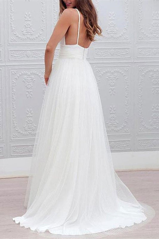 Beach Wedding Dress with Spaghetti-Straps in Tulle