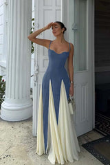 Black Ivory Spliced Sleeveless Spaghetti Straps A-Line Prom Dress
