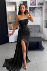 Lavender Evening Dress Off-the-Shoulder Sleeveless Pleated with Applique Slit