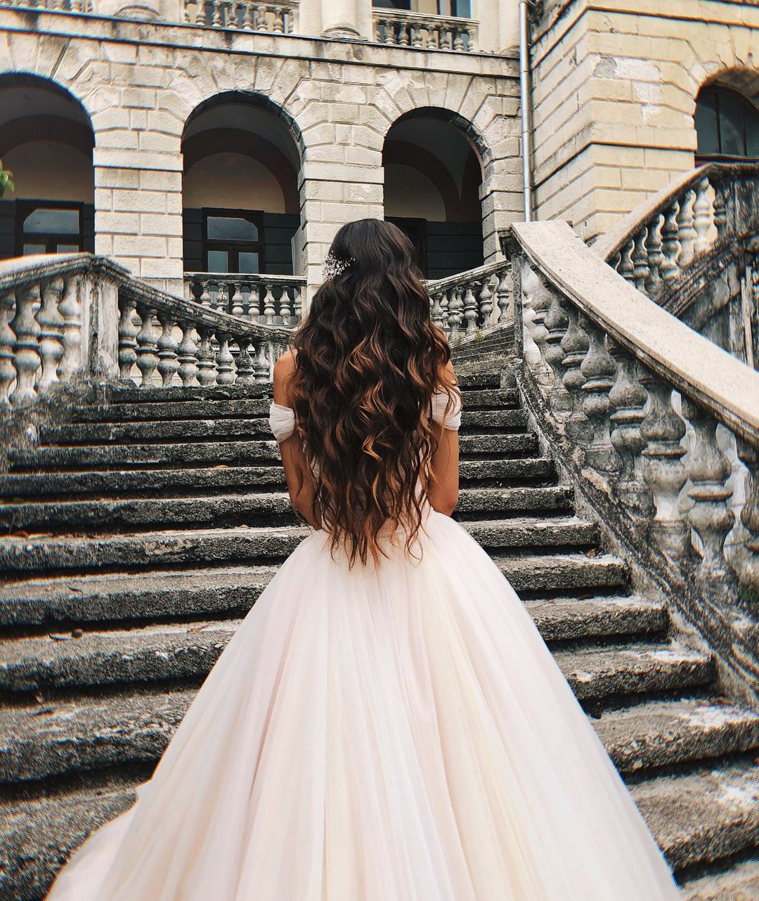 Elegant A-line Long Tulle Wedding Gown with Off-the-shoulder Neckline and Chapel Train