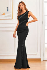Elegant Mermaid One Shoulder Evening Dress With Beads Online