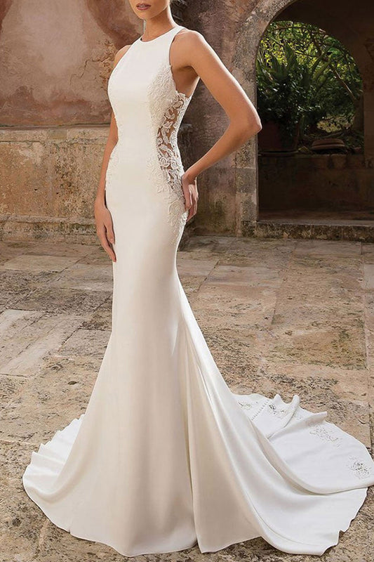 Mermaid Wedding Gown Without Sleeves