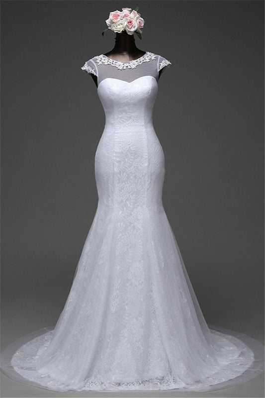 Elegant Mermaid Wedding Gown with Long Lace and Tulle Overskirt