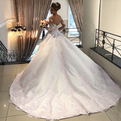 Elegant Sweetheart A-line Wedding Gown with Long Satin Sleeves
