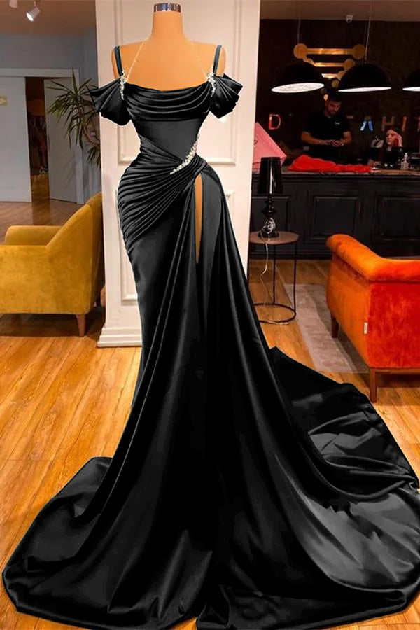 Dark Green Off-the-Shoulder Prom Dress Long Slit