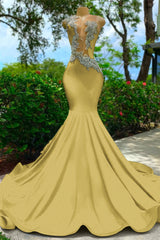 Royal Blue Sleeveless Mermaid Prom Dress with Sexy Cut Out and Appliques
