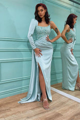 Fabulous Long Sleeves Sequins Prom Dress Mermaid Slit On Sale