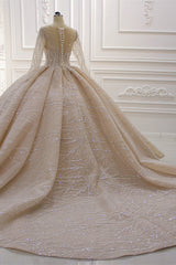 Elegant Bateau Floor-length Ball Gown with Long Sleeves and Ruffles