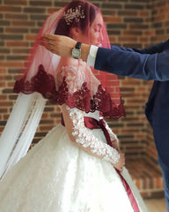 Elegant Princess Wedding Gown with Long Lace Sleeves