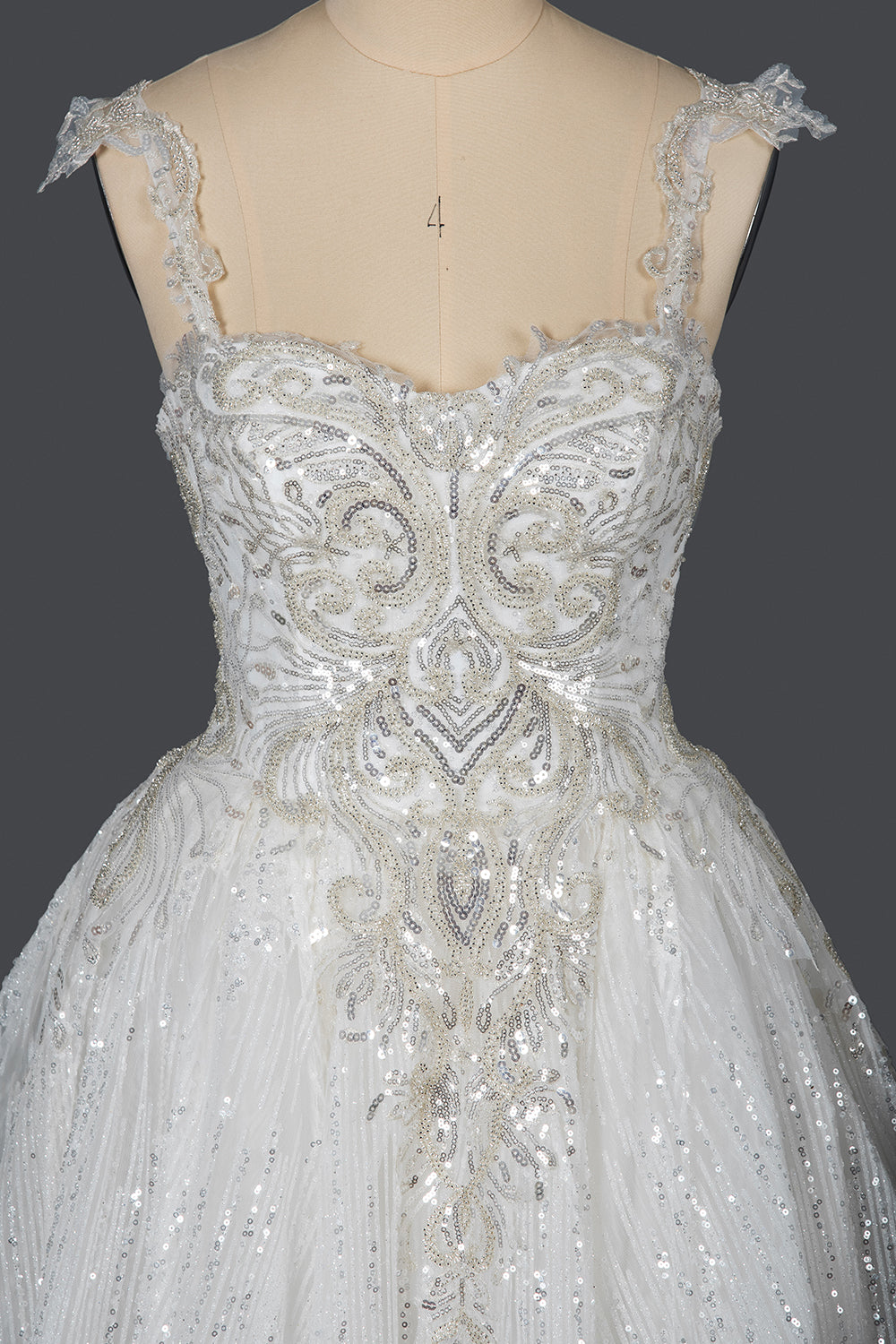 Elegant Sweetheart Ball Gown with Pleated Straps and Sequins